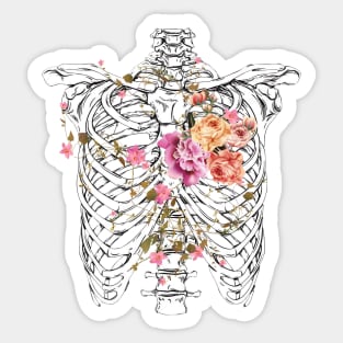 Skeleton Chest With Heart of Flowers Sticker